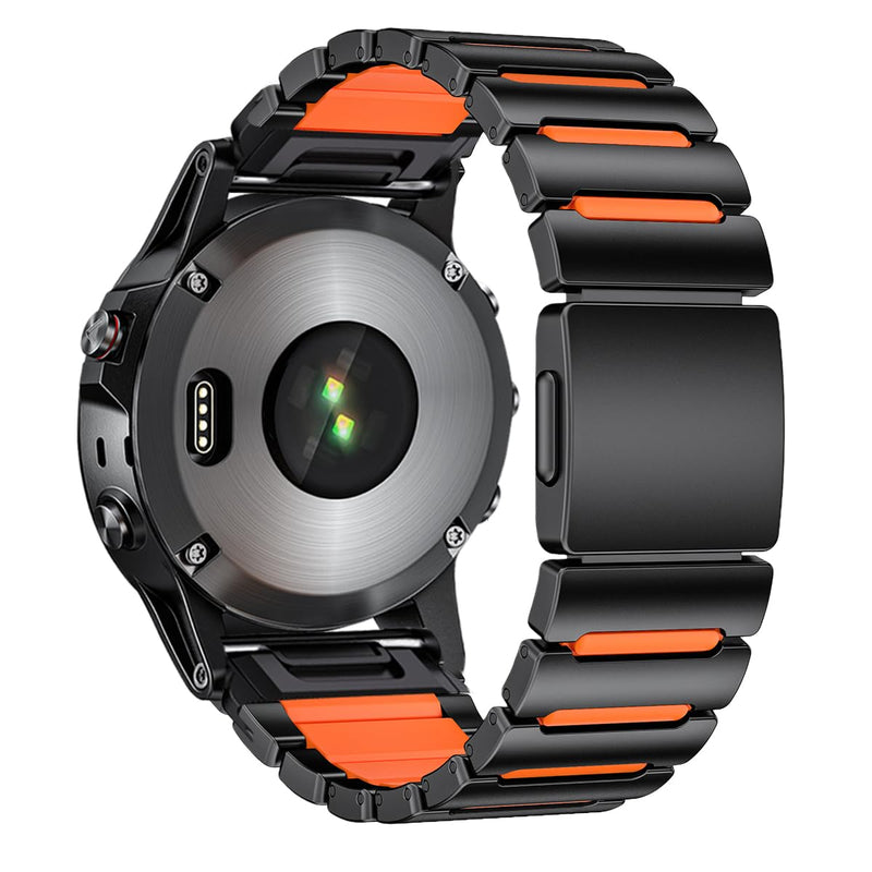 26mm Titanium Compatible for Garmin Fenix 8 51mm 7X 6X 5X Watch Band | Dual-Color Magnetic Quickfit Bands Gifts for Men Fenix 7X 6X Pro/5X Plus/3HR/Instinct 2X Solar3 50mm/Enduro/Tactix/Epix Pro2 Black/Orange 26mm/51mm