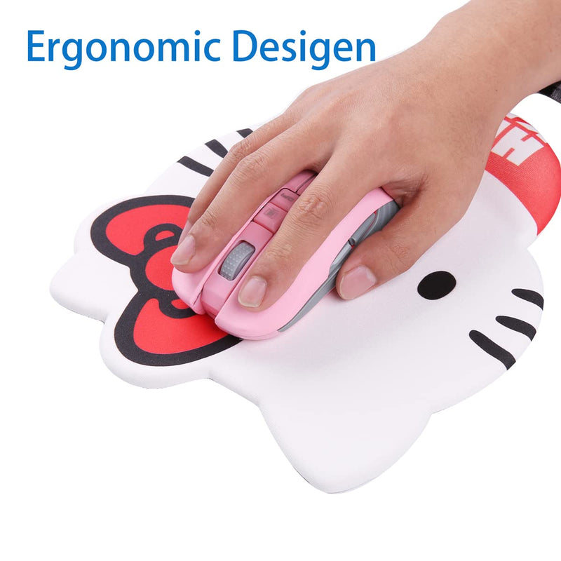Cute Hello Kitty Office Mouse Pad with Wrist Support Ergonomic Rest, Cute Office Supplies Desk Accessories Kawaii Mouse Pads for Office Home Soft Gel Mousepad with Non-Slip Rubber Base