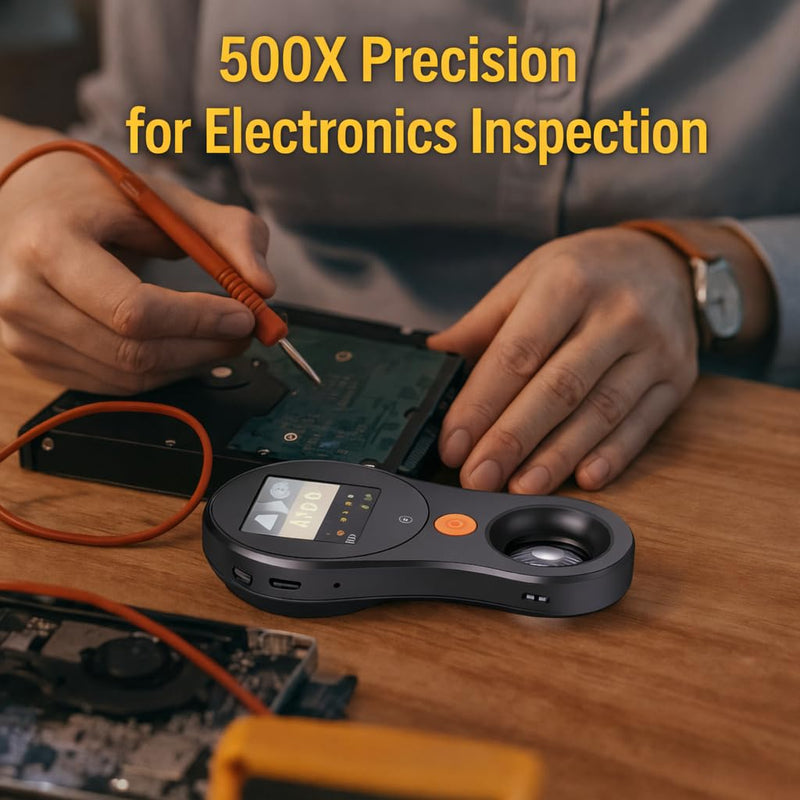 [AUSTRALIA] - Digital Microscope 500x with 2.0" IPS Screen, Magnifying Glass, Coin Microscope, Trichome Microscope, USB Connection, Ideal for Electronics, Jewelry and Kids 
