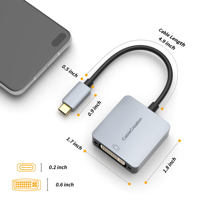 USB C to DVI Adapter 1080P, CableCreation USB Type C to DVI Cable Adapter, Compatible with MacBook Pro 2020 2019, iPad Pro 2020/2018, Surface Book 2, XPS 15 13, Galaxy S22 S20 S10