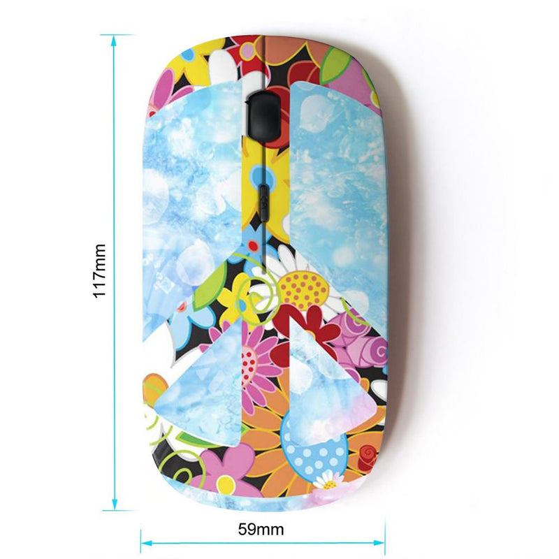 KOOLmouse [ Optical 2.4G Wireless Mouse ] [ Peace Hippie Symbol Colorful Flowers Spring ]