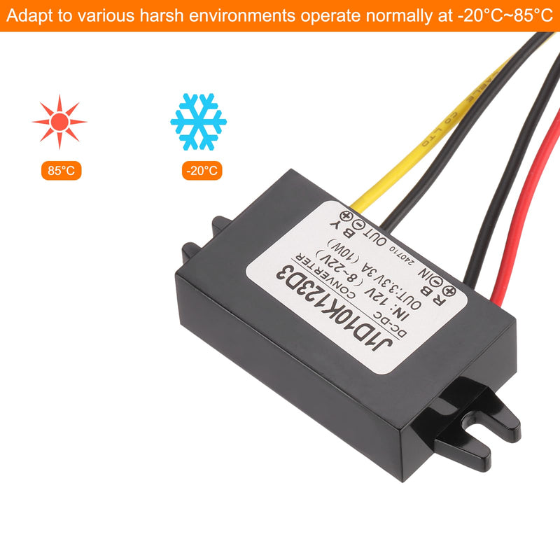 [AUSTRALIA] - QUARKZMAN DC 12V to DC 3.3V Voltage Converter 3A 10W Step Down Converter Voltage Reducer IP67 Waterproof Transformer Power Supply Module Power Adapter for Car Truck Solar System 