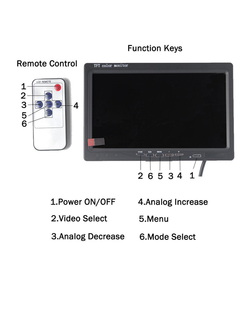 Padarsey 7 Inch LED Backlight TFT LCD Monitor for Car Rearview Cameras, Car DVD, Serveillance Camera, STB, Satellite Receiver and Other Video Equipment