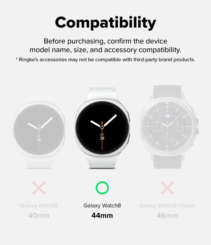 Ringke Bundle [Case with Strap + Screen Protector] for Galaxy Watch 8 44mm : Rugged Gear [All Black] + Tempered Glass Pro [2 Pack]