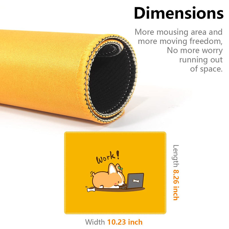 Gaming Mouse Pad with Nonslip Rubber Base|Comfy, Foldable Mat for Desktop, Laptop, Keyboard, Rectangle Mouse Pad with High Resolution Enjoy Precise & Smooth Operating Experience by Qisan(Work Corgi) Yellow -Work Corgi(Rectangle standard)