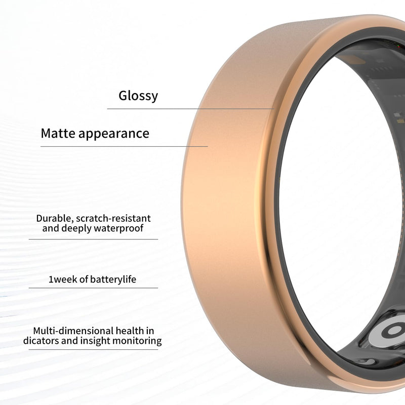 Smart Health Ring for Men and Women, IP68 Waterproof,Compatible with iOS&Android, Fitness Tracker with Heart Rate, Sleep Monitoring&Featuring Stress, Step Counting,No Subscription Rose Gold 8
