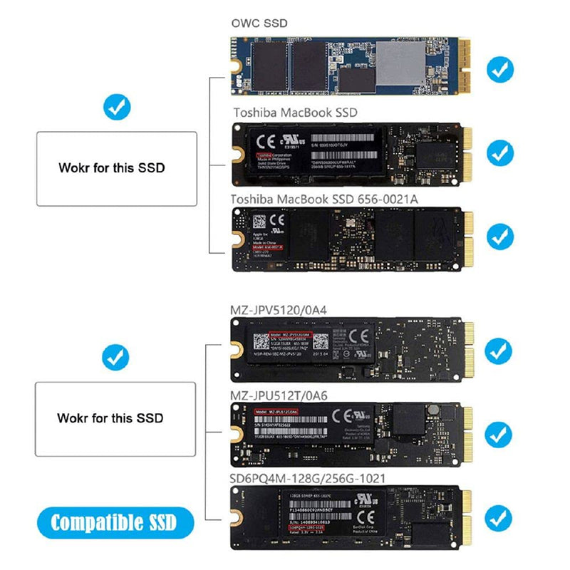 Cablecc PCI Express PCI-E 1X to 12+16Pin 2013-2017 Mac Pro Air SSD Convert Card for A1493 A1502 A1465 A1466 Black PCI-E 1X