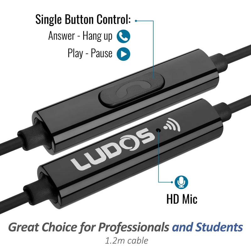 LUDOS NOVA Air Tube Headphones – EMF & Anti Radiation Wired Earbuds, 5 Years Warranty with Remote Driver Chamber, Noise-Free Mic – Zero EMF Headphones for Work, Travel, Study – Radiation Audio