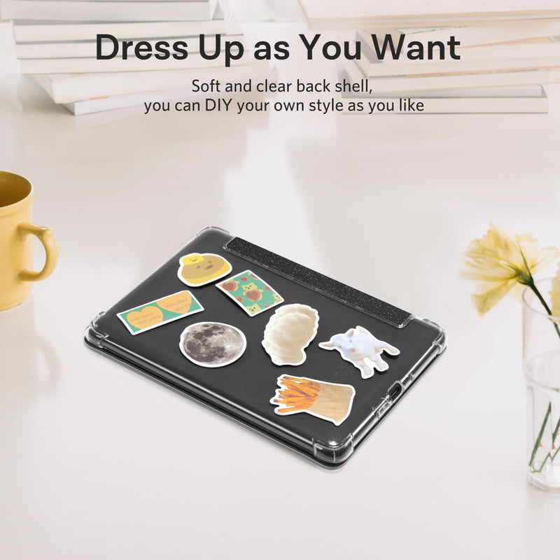 CoBak Case for Kindle Paperwhite - New PU Leather Cover and Clear Soft Silicone Back Cover with Auto Sleep Wake Feature for Kindle Paperwhite Signature Edition (6.8" 11th Generation 2021 Released) L-Glitter Black