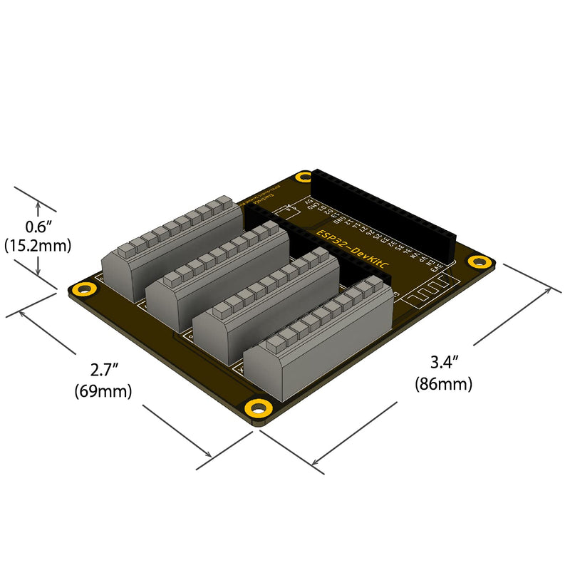ElectroCookie ESP32 Terminal Block Shield Kit, Compatible for ESP32-DevKitC, Push-in Simple Spring Connector Expansion PCB Module