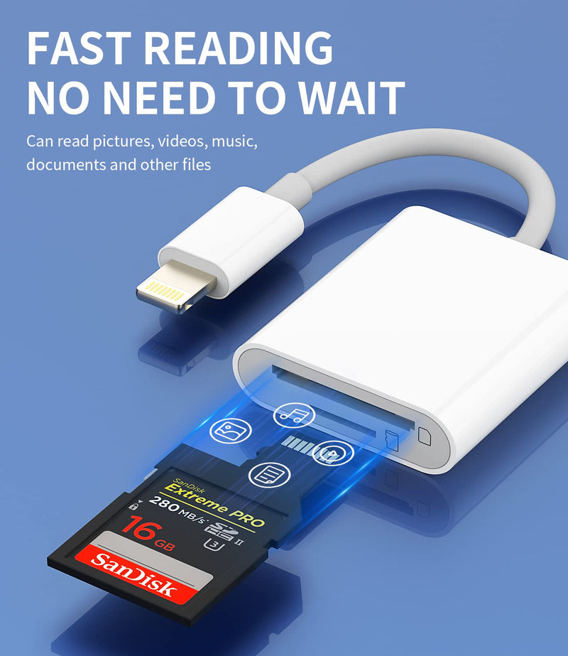 Micro SD Card Reader for iPhone Ipad Memory Lightning to Camera Microsd TF Adapter 13 12 11 Pro Max X Xs Xr 8 7 6 Plus 6s Se Air Mini Accessories Apple MFI Certified Phone Adaptador Camera Viewer