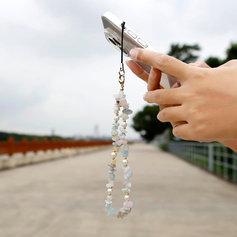 Aesthetic Phone Charm - Natural Quartz & Miyuki Seed Beads Phone Chain Strap - Durable, Versatile, & Stylish Phone Wrist Strap for Personal Items Colorful2