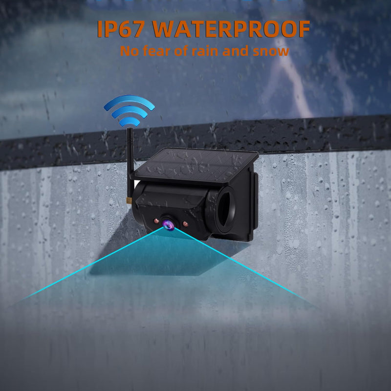 Magnetic Solar Wireless Backup Camera: Suitable for 5"/7"/10" DVR Portable Scratch-Proof Truck Trailer Hitch Rear View Camera Rechargeable 1080P RV Camper（Attention: Purchased Separately Cannot use）
