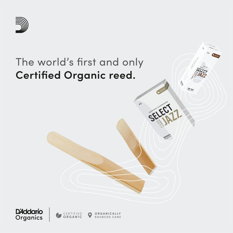 [AUSTRALIA] - D’Addario Woodwinds - Organic Select Jazz Soprano Saxophone Reeds - Soprano Sax Reeds - Individually Sealed - Filed, Soft, Strength 3, 3-Pack 