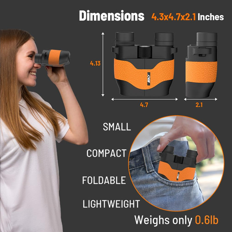 Binoculars for Kids,15X36 Compact Binocular for Adults,BAK4 Prism FMC Lens,IPX7 Waterproof Binoculars for Bird Watching,Easy Focus Binoculars Outdoor Sport,Hunting,Theater and Concerts(Orange) ORANGE