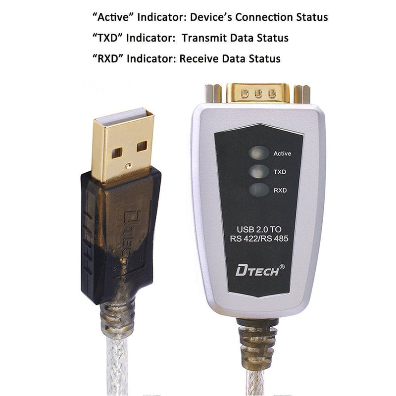 DTECH 6 Feet USB to RS422 RS485 Serial Port Converter Adapter Cable with FTDI Chip Supports Windows 11 10 8 7 XP Mac 6ft