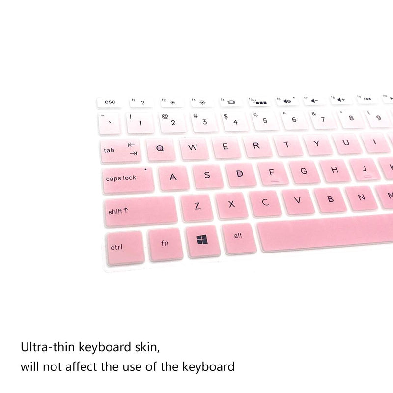 2PCS Keyboard Cover for HP Laptop 17-by 17-bs/ca, HP 17-by4633dx 17-by4065st by4011cy by1053dx by2053c by3053/3056cl by3613dx by0061st 17-bs011dx bs049dx bs021ds bs025cl bs049dx bs153cl 17-ca3035cl Ombre Pink+Clear