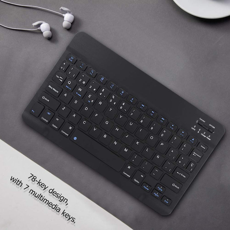 78Key Spanish Wireless Keyboard,Multifunctional Ultra Slim Spanish Wireless Bluetooth Keyboard,Mini Portable Wireless Bluetooth 3.0 Spanish Keyboard Touchpad,for iOS/Microsoft/Android