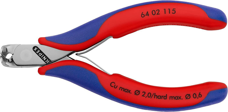 KNIPEX Electronics End Cutting Pliers with Multi-Component Sleeves 115 mm 64 02 115 With Multi-component Sleeves, Blue/Red With facet