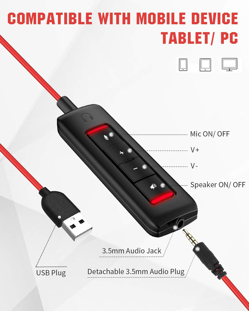 NUBWO USB Headset with Microphone for Laptop PC, headphones with Noise Cancelling Microphone for Computer, On-Ear Wired Office Call Center Headset for Boom Skype Webinars, In-line Control, Lightweight 1 Unit