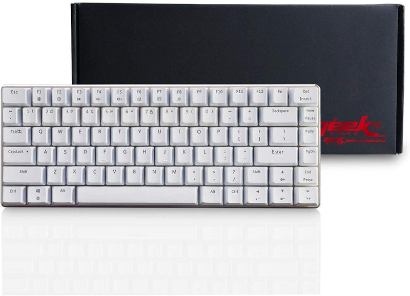 LexonElec Wired Gaming Keyboard AK33 Blue LED Backlit 82 Keys USB Mechanical Pro Gamer Keypad for Office Typists Playing Games (Black Switch,White) White