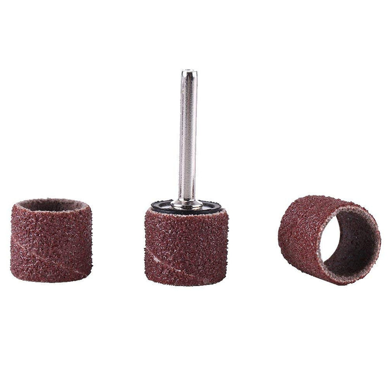 Akozon Sanding Cylinders, Pack of 100 Drum Grinding + 1 Piece Connecting Rod Mandrel for Rotary Drll Sandpaper Bands Spindle Sleeves Woodworking Polishing Kit 80/320/600 Grit (80#) 80#