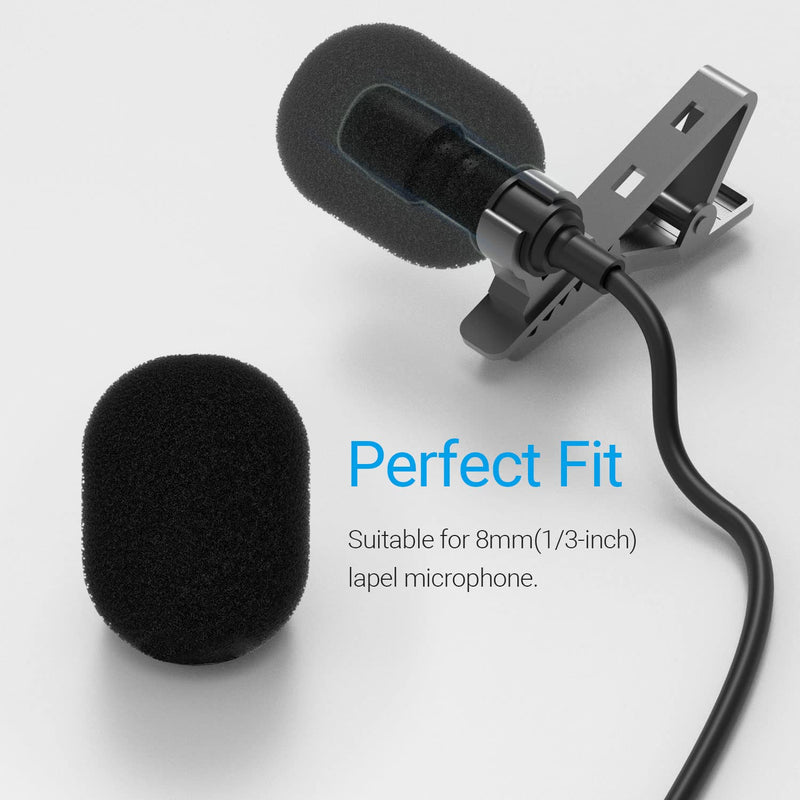 Cubilux Furry Windscreen & Foam Cover Set for Lavalier Lapel Microphone, Wind Muff & Dead Cat Set for Mini MIC, Windshield, Windjammer for Lav MIC, 5-Pack of Each Foam & Furry Cover, 5-Pack of Each
