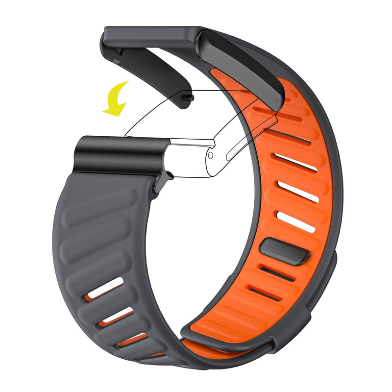 Watch Case xDfind Silicone Sports Watch Band Dark Grey + Orange For WHOOP 5.0