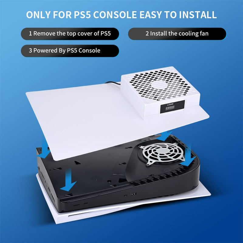 G-STORY Cooling Fan Only for PS5, Auto 3 Speed Adjust, Temp Display, RGB