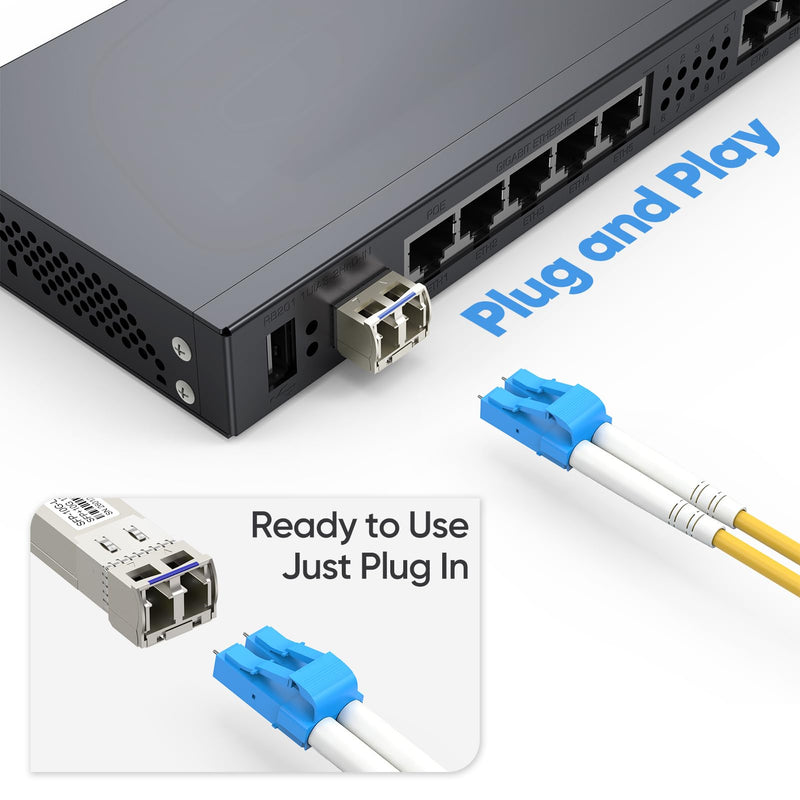 10G SFP+ to LC Module, 10GBase-LR Fiber Transceiver Single Mode, Up to 10KM | for Cisco SFP-10G-LR, Meraki MX100/MX400/ MX600/ MX450, MikroTik,Fortinet,Ubiquiti UF-SM-10G,TP-Link,Netgear 10G-LR:10km Black
