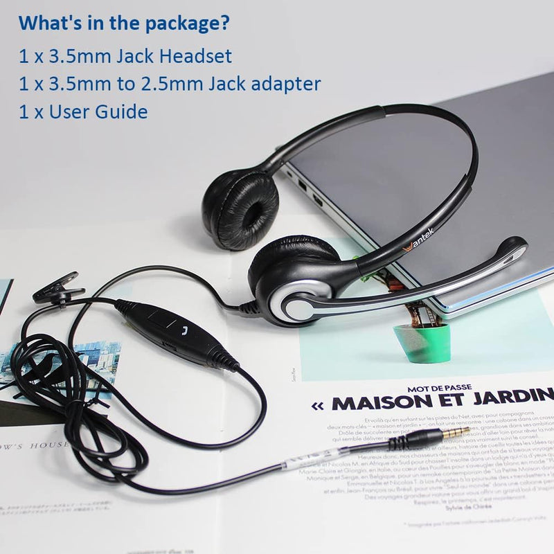 [AUSTRALIA] - Cell Phone Headset with Microphone Noise Cancelling & Call Controls, 3.5mm Computer Headphones for Samsung PC Business Skype Softphone Call Center Office, Clear Chat, Ultra Comfort 