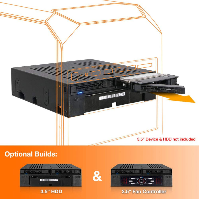 ICY DOCK 2 Bay 2.5 SAS/SATA HDD/SSD Mobile Rack + 3.5" Slot for External 5.25" Bay | ExpressCage MB322SP-B