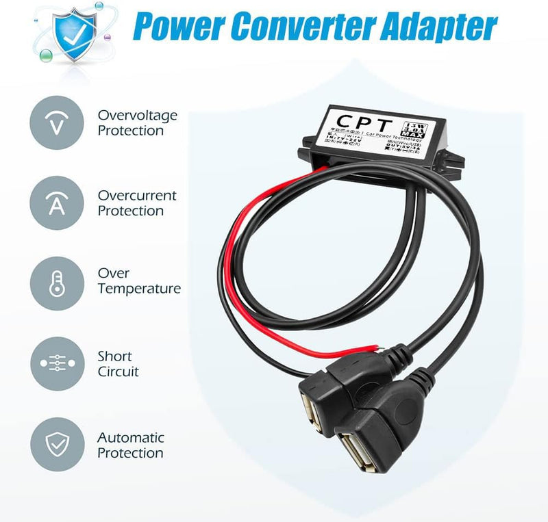 [AUSTRALIA] - Heemol 12V to USB, 12V to 5V USB Adapter, Buck Converter Module 3A 15W DC to DC Car Power Converter Adapter (Dual USB) 1 Items 