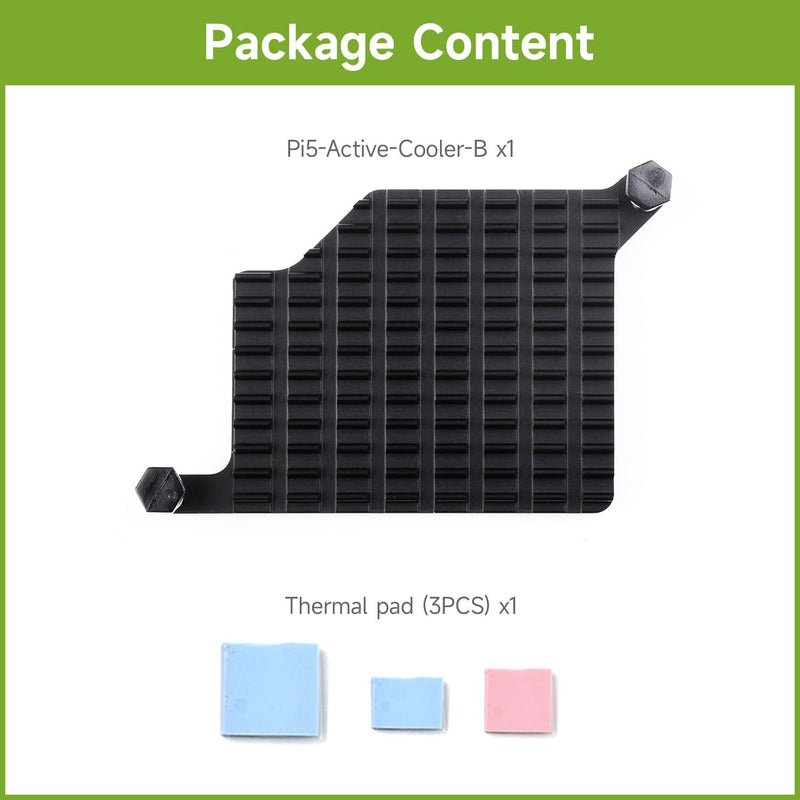 Waveshare Aluminum Heatsink for Raspberry Pi 5, with Thermal Pads and Spring-Loaded Push Pins