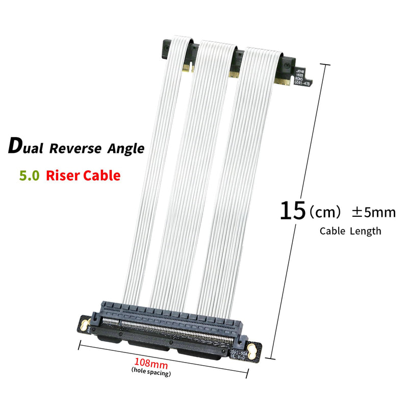 PCIe 5.0 X16 Riser Cable Dual Reverse and Straight GPU Extension Cable GEN5 for ITX A4 Case RTX5090 (15cm) Dual reverse 15cm