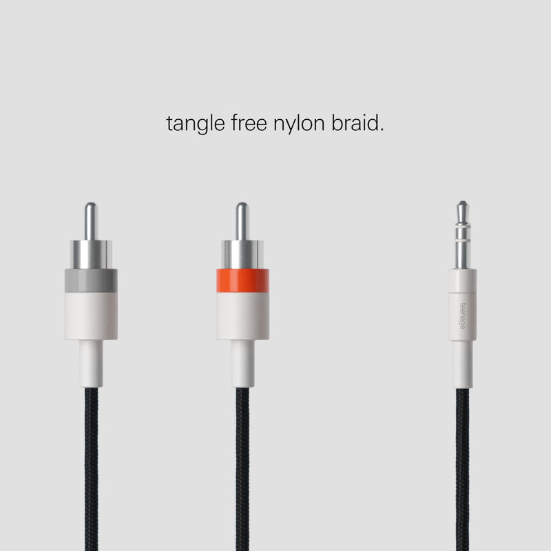 [AUSTRALIA] - teenage engineering Textile Audio Cable 3.5 mm - 2X RCA, 1200 mm | 47.2 in (Black) 