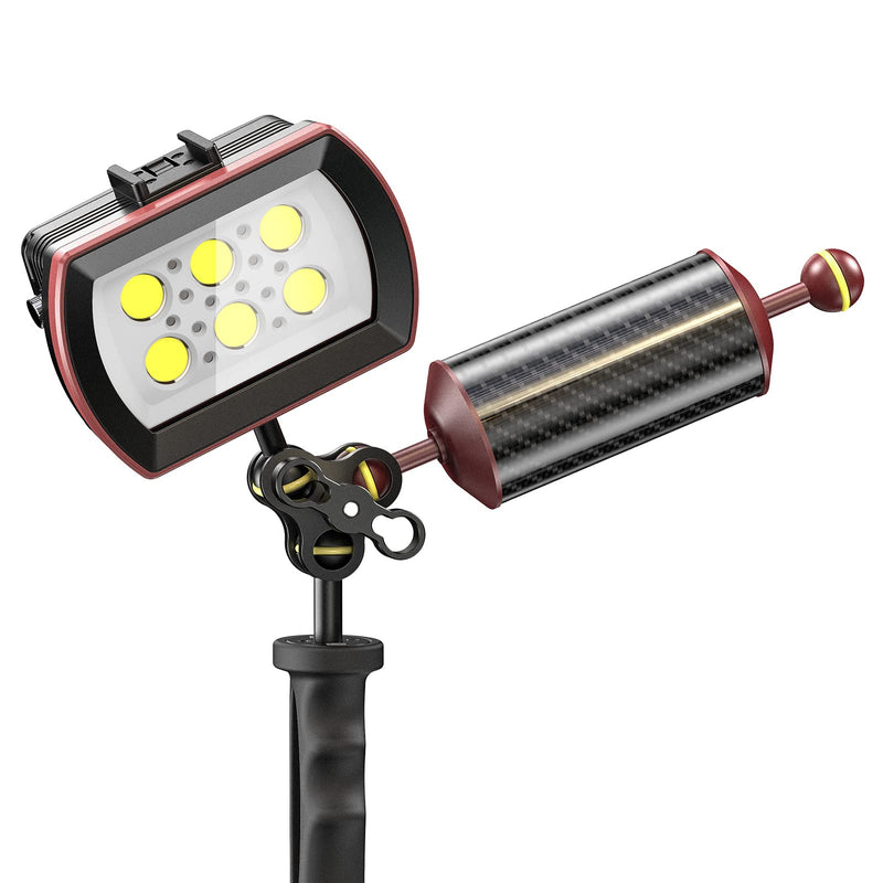 Sea frogs Carbon Fiber Float Arm D60mm, 8'', for Ultralight, Aquatic Arm, Buoyancy Provided 300g, Underwater Camera System Diving Tray Video Light/Strobe Red GA-6 R