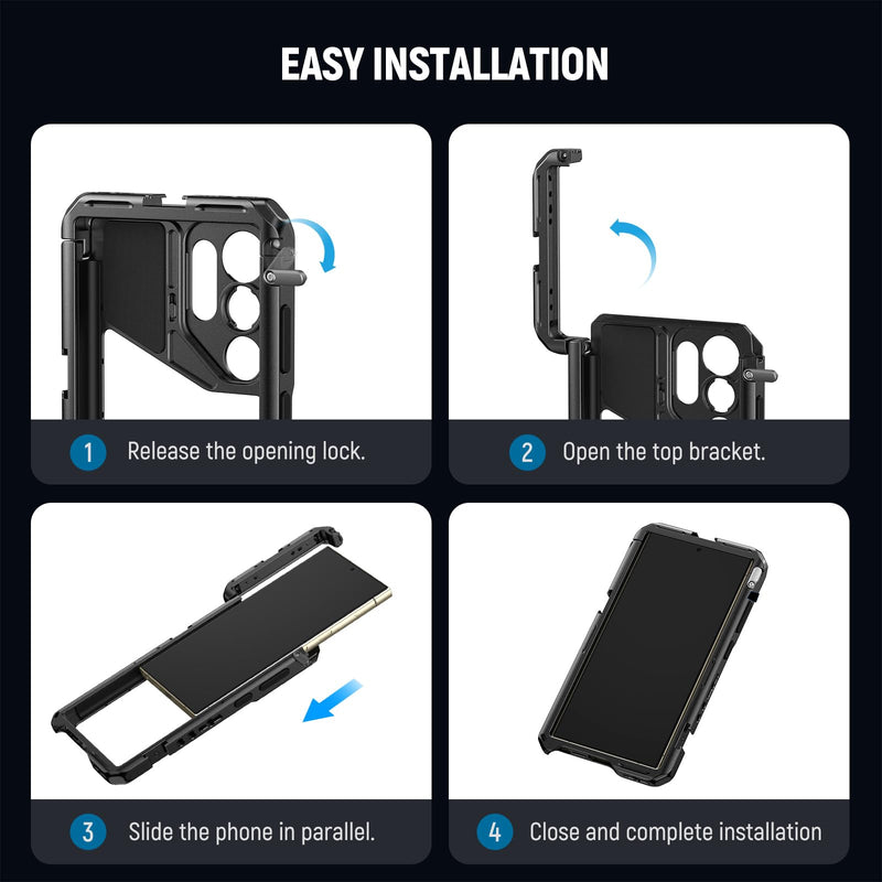 [AUSTRALIA] - NEEWER S24 Ultra Phone Cage with 67mm Filter Adapter, 17mm Lens Backplate, T Mount Lens Adapter, Smartphone Video Rig Stabilizer Compatible with Samsung Galaxy Moment T Series Lenses, PA042 