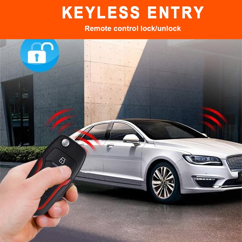 Car Alarm System with Remote Start & Push to Start Button | 3 in 1 Car Alarm : ① Car Keyless Entry Alarm System, ② Remote Engine Start Starter, ③ Push to Start Iginition Kit 1.without siren