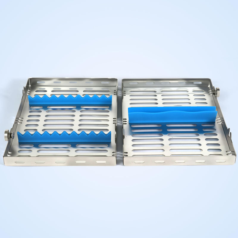 [AUSTRALIA] - JMU Dental Autoclave Sterilization Cassettes for 10 Instruments, Detachable Instrument Cassette Rack, Blue 1 