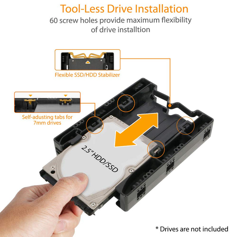 ICY DOCK Dual 2.5" HDD & SSD Light Weight Mounting Bracket for Internal 3.5" Drive Bay | EZ-Fit Lite MB290SP-B 2 Bay