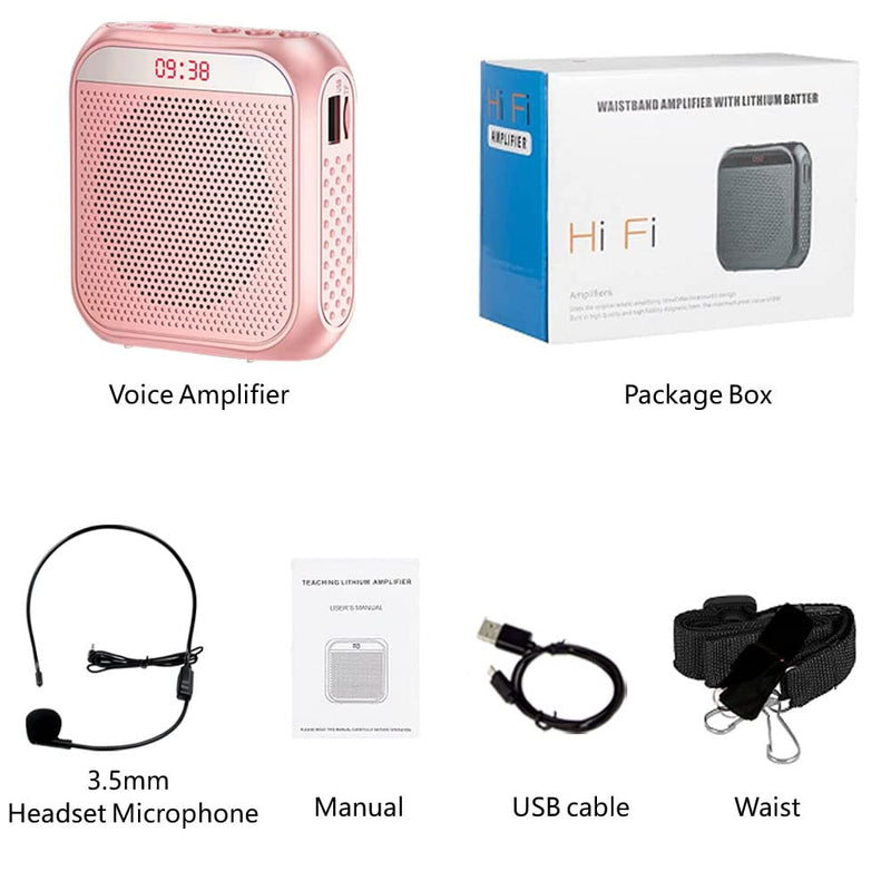 [AUSTRALIA] - Portable Voice Amplifier for Teachers, 2200mAh Rechargeable Personal Amplifier Mic PA System Headset Microphone with Speaker for Teachers, Training, Meeting, Tour Guide, Yoga, Classroom (Rose) Rose 