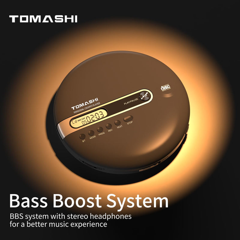[AUSTRALIA] - Portable CD Player with Bluetooth, CD Player with Headphones, ESP 40 Seconds for Home Travel, Stereo CD Walkman with LCD Display for Adults Students Kids 
