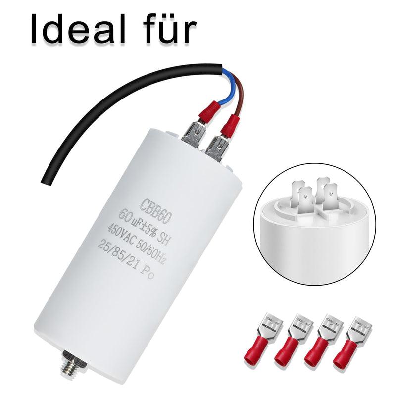 [AUSTRALIA] - CBB60 450V 30UF 50/60HZ Capacitor, Plug-In Capacitor, Starter Capacitor, Motor Capacitor, Suitable for Pumps, Lawnmowers and Other Electrical Devices (Four Connections) 