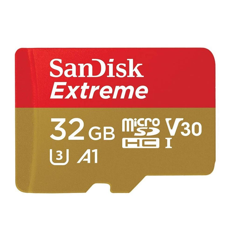 SanDisk Extreme (UHS-1 U3 / V30) A1 32GB MicroSD (2 Pack) Memory Card for GoPro Hero 9 Black Action Cam Hero9 SDHC (SDSQXAF-032G-GN6MN) Bundle with (1) Everything But Stromboli Micro SD Card Reader