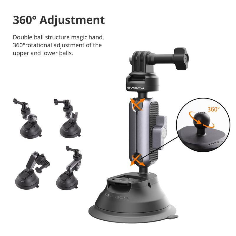 [AUSTRALIA] - PGYTECH CapLock Suction Cup Mount Compatible for DJI OSMO Action 4/3/2, Gopro 11/10/9/8, OSMO Pocket 2, Insta360 ONE RS, R, ONE X3, X2 with 1/4"-20 Standard Thread Adapter Suction Mount 