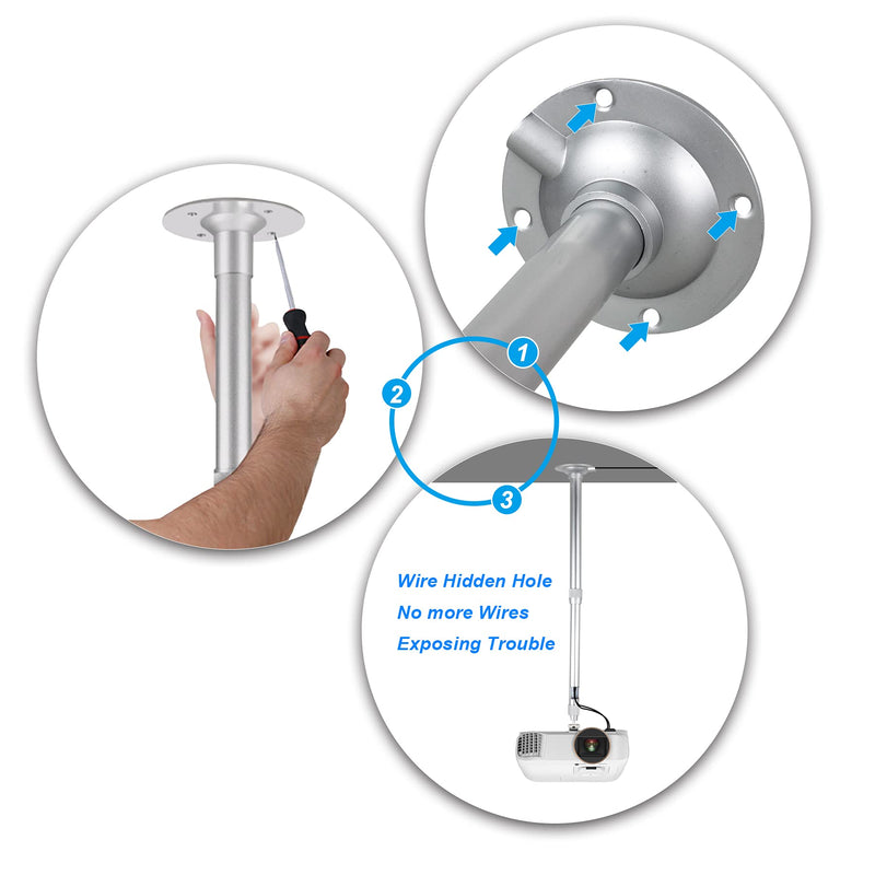 Ceiling Wall Projector Mount Universal Projector Bracket Extendable Height Camera Mount 15-24in Wall Hanger Projector Stand for DLP Projector Video Projector CCTV DVR Camera