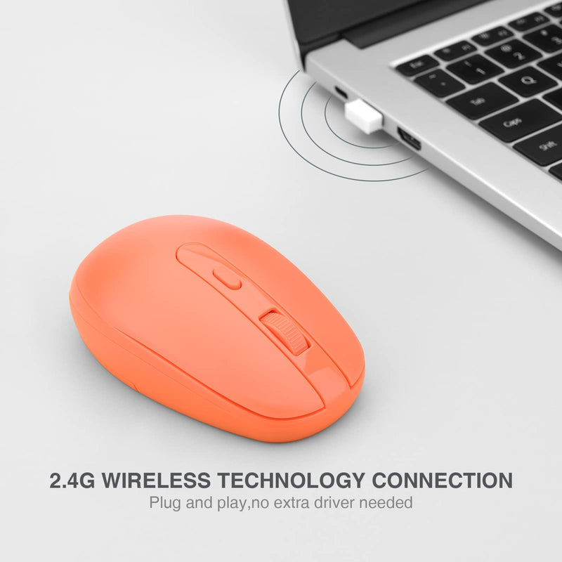 Wireless Mouse ,Rii RM700 2.4G Silent Mouse with 3200 DPI ,Computer Mouse with USB Nano Receiver for Laptop,PC,Mac,Chromebook,Windows and School Work(Orange) Orange