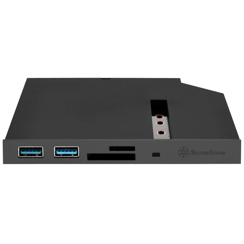 SilverStone Technology FPS01 12.7mm Slim ODD Device Bay to M.2 SATA SSD with Dual USB 3.0 Type-A and SD/Micro-SD Reader