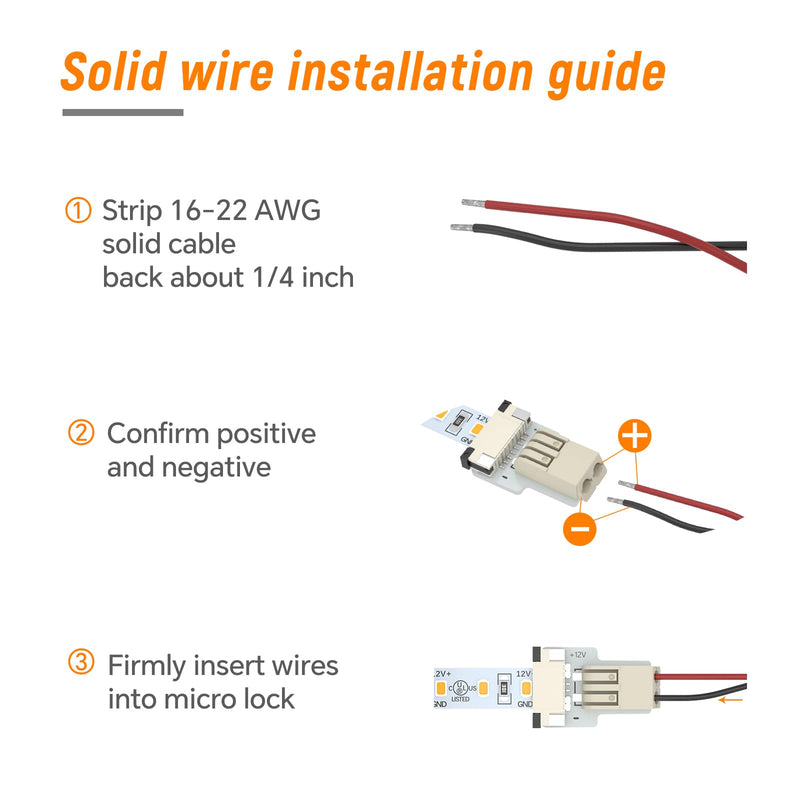 Obeaming Soldeerloze Snelle 2-Pin Strip Connector 8 mm Extension for 5 V 12 V 24 V Enige Kleur SMD 3528 2835 Jelly Stroo Lights Pack of 10